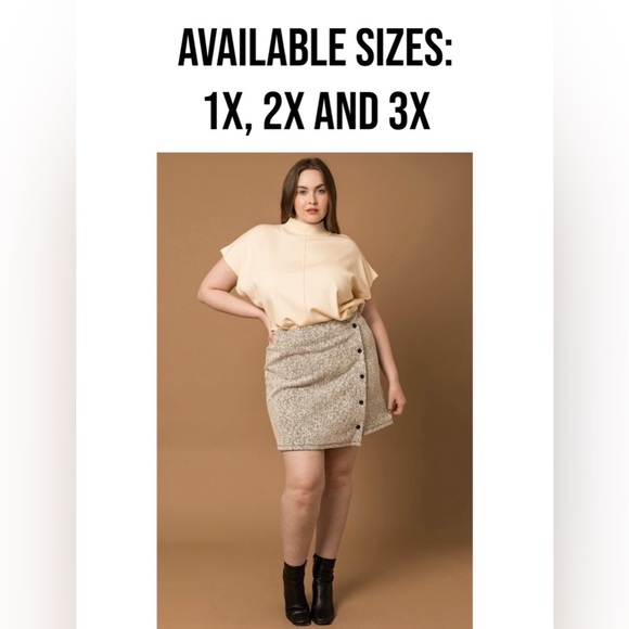 NWT-Plus Size Button Down Knit Wrap Mini Skirt - Picture 1 of 6